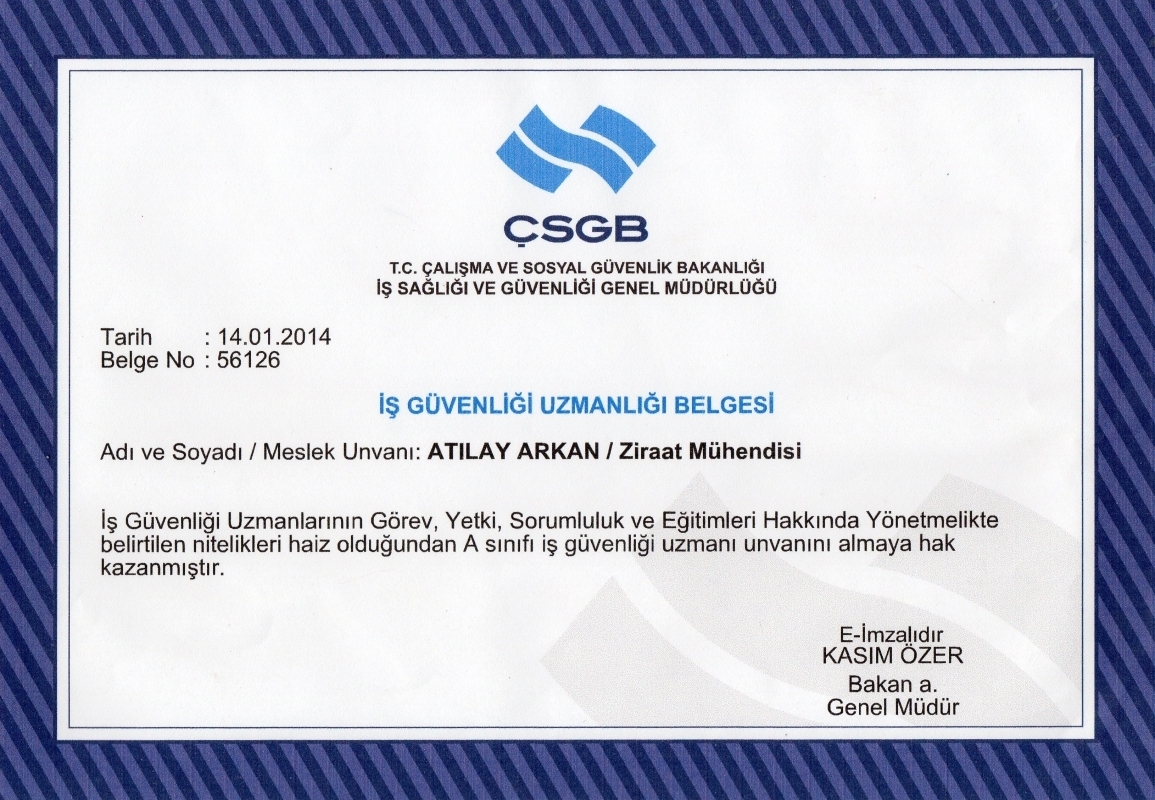 sertifikalarımız